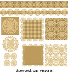 set with scrapbook objects with lace