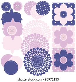 set with scrapbook objects on white