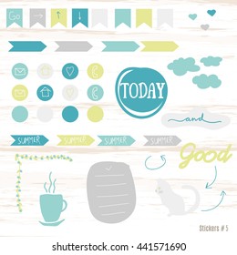 Set scrapbooking cards, tapes, labels, labels with hand drawn textures. Templates for placards posters, flyers and banners Designs, card printing magazines, blogs. Cat.