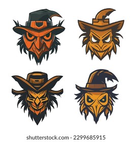 Set Scrarecrow Mascot Icon Illustration art  
