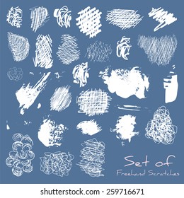 A set of scratches/scribbles and some blots/stains