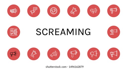 Set of screaming icons such as Megaphone , screaming