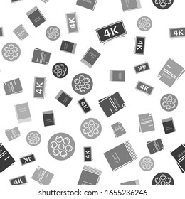 Set Screen tv with 4k Ultra HD video technology , Scenario , Scenario  and Film reel  on seamless pattern. Vector