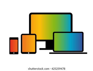 set of screens on a white background