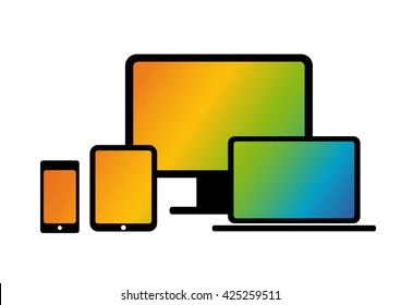 set of screens on a white background