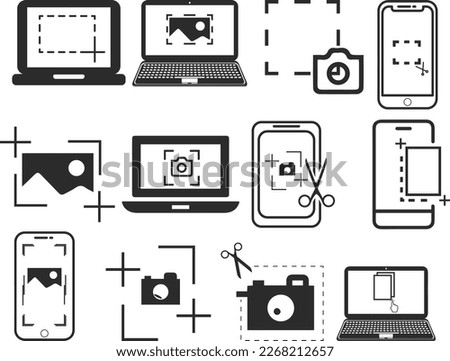 Set of screenshots icon, screenshots symbol black vector