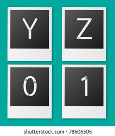 Set of screw alphabet vector (Y Z 0 1)
