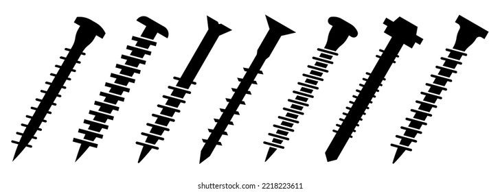 Set of screw icons. Vector illustration isolated on white background
