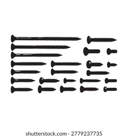 set of screw, screw isolated from background
