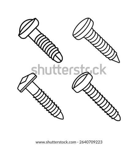 A set of screw line art vector illustration