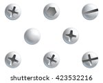 A set of screw, nuts,  bolt and rivet head design elements