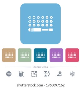 Set of screwdriver bits white flat icons on color rounded square backgrounds. 6 bonus icons included