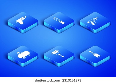 Set Screwdriver, Electric cordless screwdriver, Construction jackhammer, Air compressor, Rasp metal file and  icon. Vector