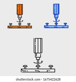 Set of screwdriver icon illustration. concept logo