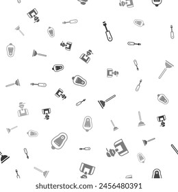 Set Screwdriver, Plumber, Rubber plunger and Toilet urinal or pissoir on seamless pattern. Vector
