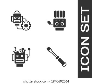 Set Screwdriver, Robot setting, Broken robot and Mechanical hand icon. Vector