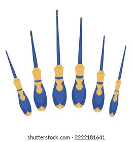 Set of screwdrivers on white background
