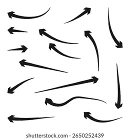 Set of Scribble arrow isolated on white background. black hand drawn arrows set icon