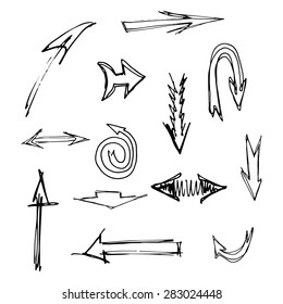 Set of scribble arrows/ Hand drawn vector/ Design elements