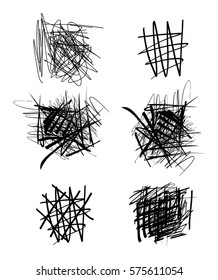 Set of scribble brushes on a white background. Vector art.