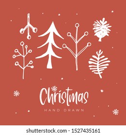 Set of scribble Christmas tree. Collection of Christmas tree shapes draw the hand. Design elements for Christmas day. Vector Christmas trees. Vector illustration.