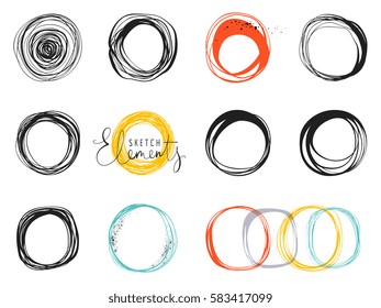 Set of scribble circles. Use for posters, art prints, greeting and business cards, banners, icons, labels, badges and other graphic designs.