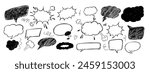 Set of scribble comic speech bubbles. Pen paint element.