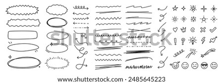 set of scribble doodle underline emphasis line with editable stroke