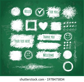 Set of scribble elements with place for your text on blackboard background