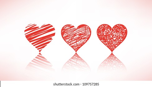 set of scribble hearts