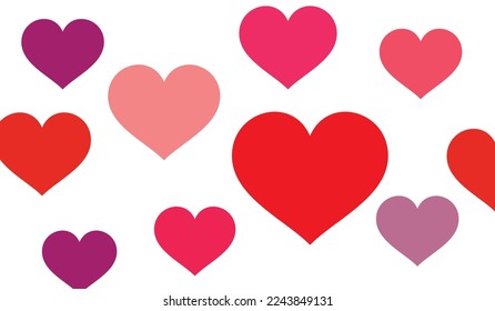 Set of scribble red hearts. Collection of heart shapes. Symbol of love. Design elements for wedding card. Vector hearts. Vector illustration.
