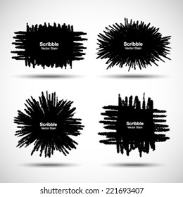 Set of Scribble stains Hand drawn in pencil, vector logo design elements