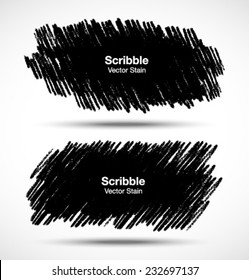 Set Of Scribble Stains Hand Drawn In Pencil, Vector Logo Design Elements