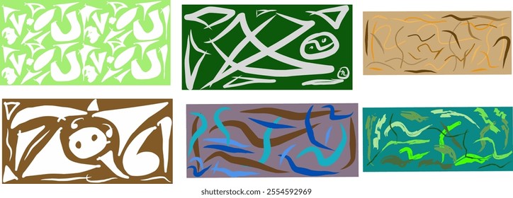 set of scribbled colored lines on abstract background. Minimalist trendy abstract pattern. Modern vector template for design.