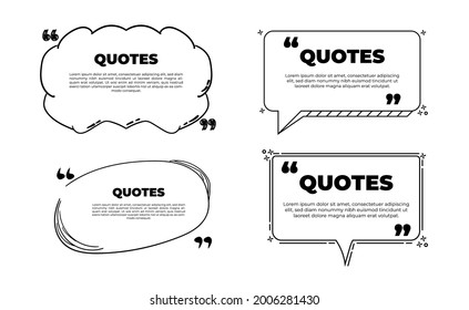Set Of Scribbled comic speech bubbles with hand drawn style, Copy space for quote. Typography design quote chat bubble background. Remark quote text box poster template concept with yellow colour