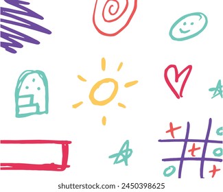 set of scribbles free hand drawn. Simple drawing vector illustration