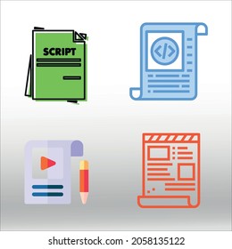 set of Script icon, line isolated or logo isolated sign symbol vector, outline and stroke style Collection of high-quality vector illustration,
