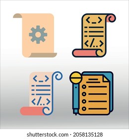 set of Script icon, line isolated or logo isolated sign symbol vector, outline and stroke style Collection of high-quality vector illustration,