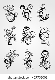 set of scroll, curve pattern tattoo