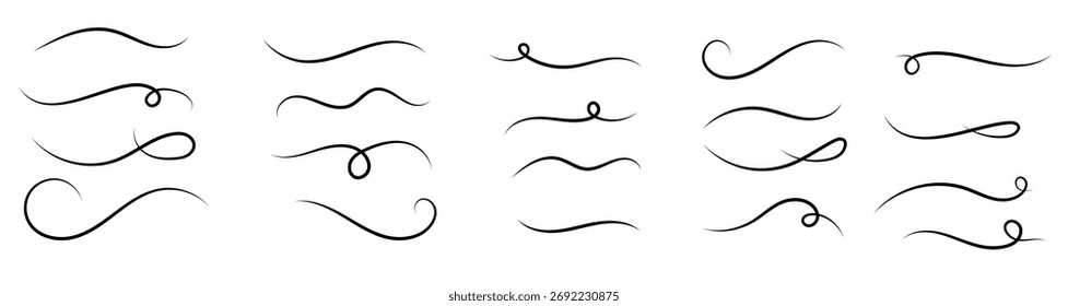 set of scroll swirl elements collection doodles dividers