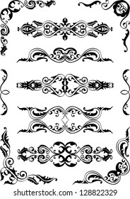 Set of scrolling elements isolated on white