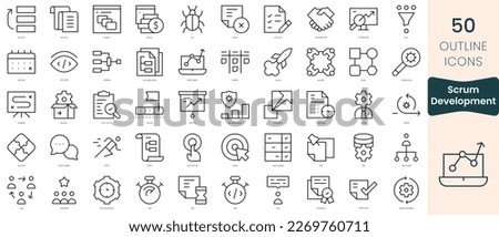 Set of scrum development icons. Thin linear style icons Pack. Vector Illustration