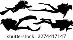 Set of scuba diver silhouette