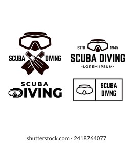 Set of Scuba diving club and diving school design.