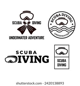 Set of Scuba diving club and diving school design.