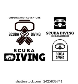 Set of Scuba diving club and diving school design.