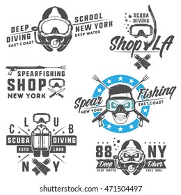 Set of scuba diving elements for emblems,logo ,prints,tattoo,label and design.
Deep scuba diving mask.