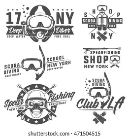 Set Of Scuba Diving Elements For Emblems,logo ,prints,tattoo,label And Design.
Deep Scuba Diving Mask.