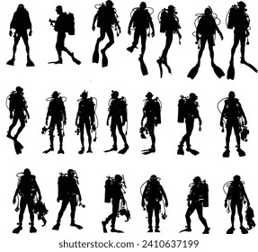 Set of Scuba Silhouette Collections