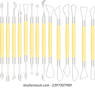 Set of sculpting clay tools vector. Sculpture,ceramic clay tools